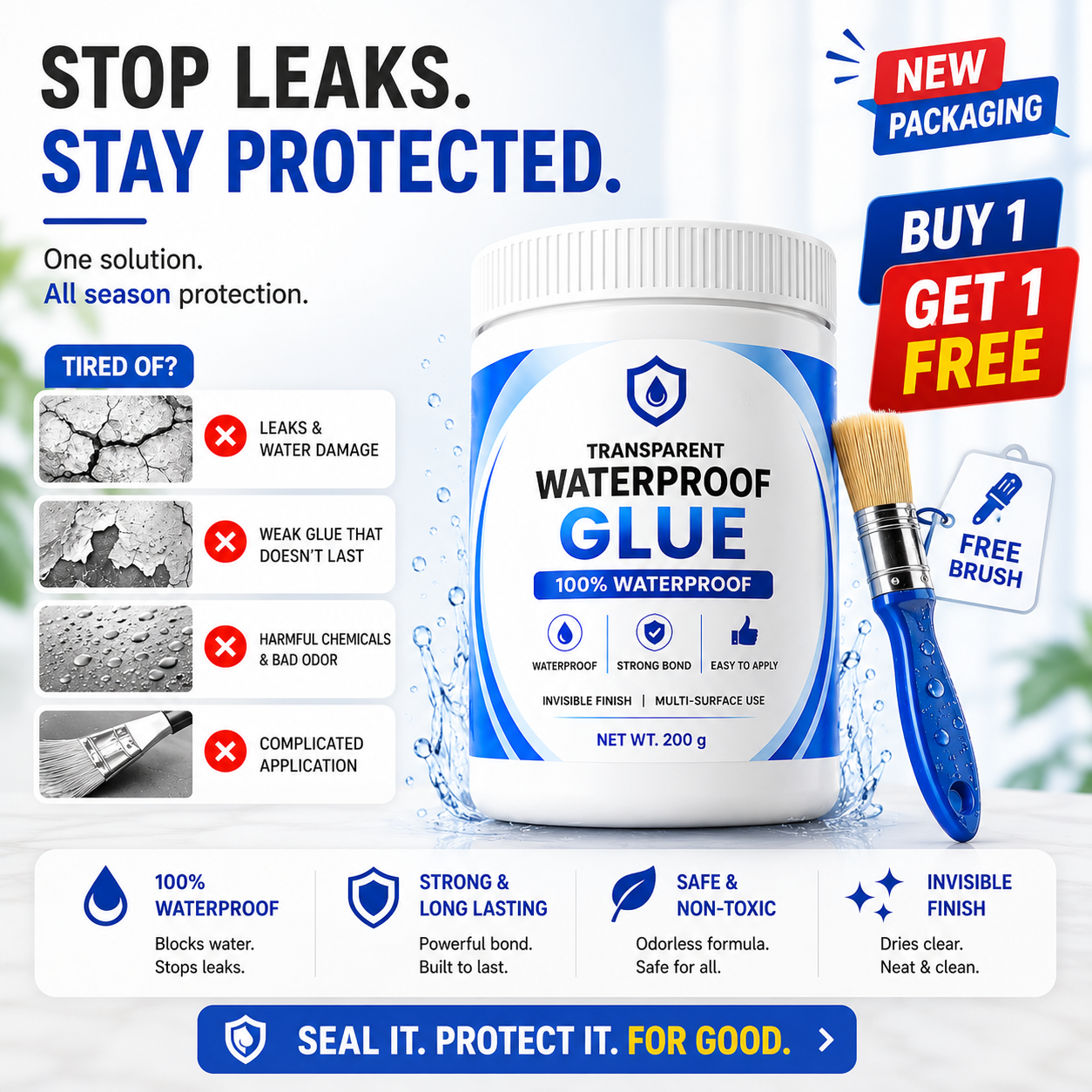 All-Purpose Transparent Waterproof Glue with Brush