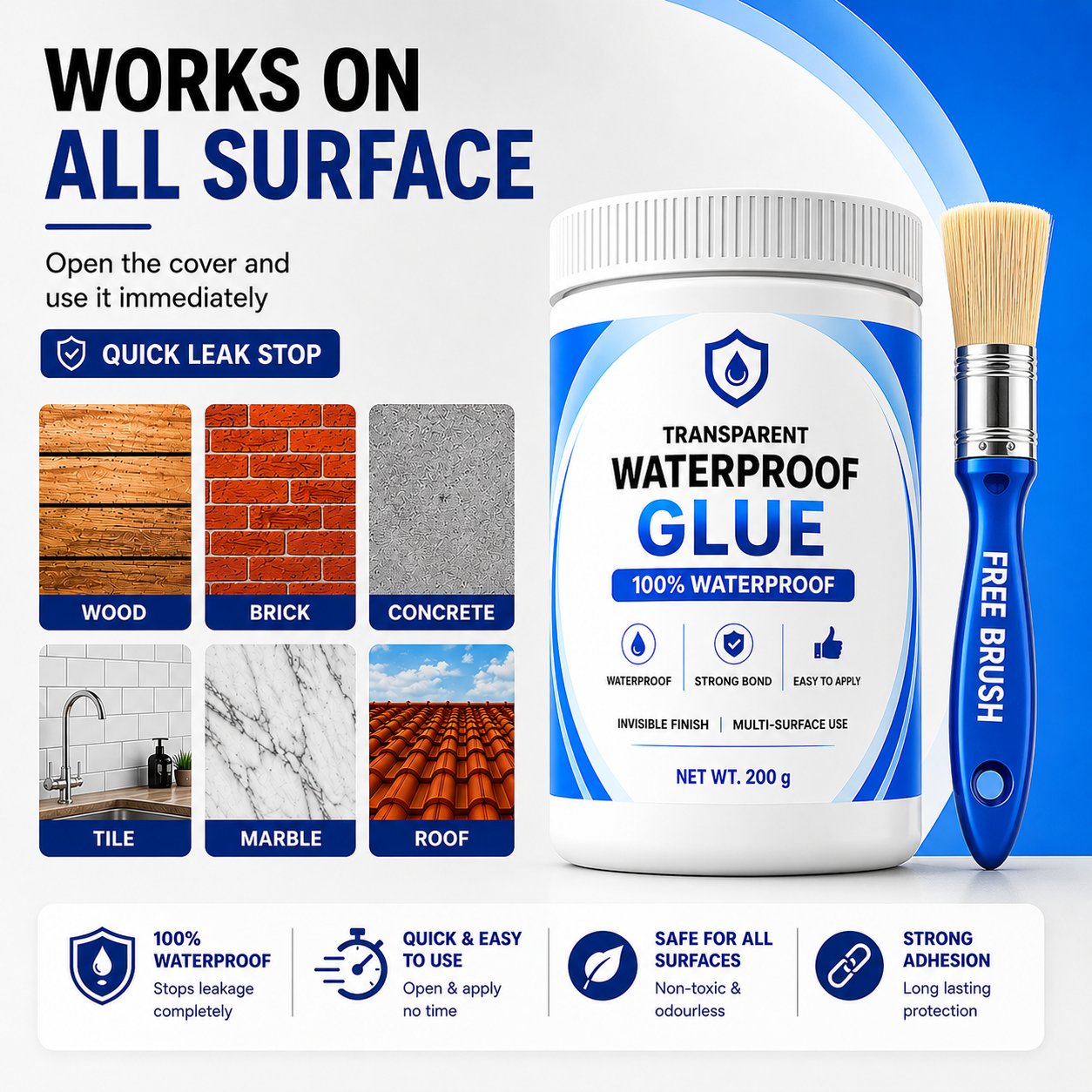 All-Purpose Transparent Waterproof Glue with Brush