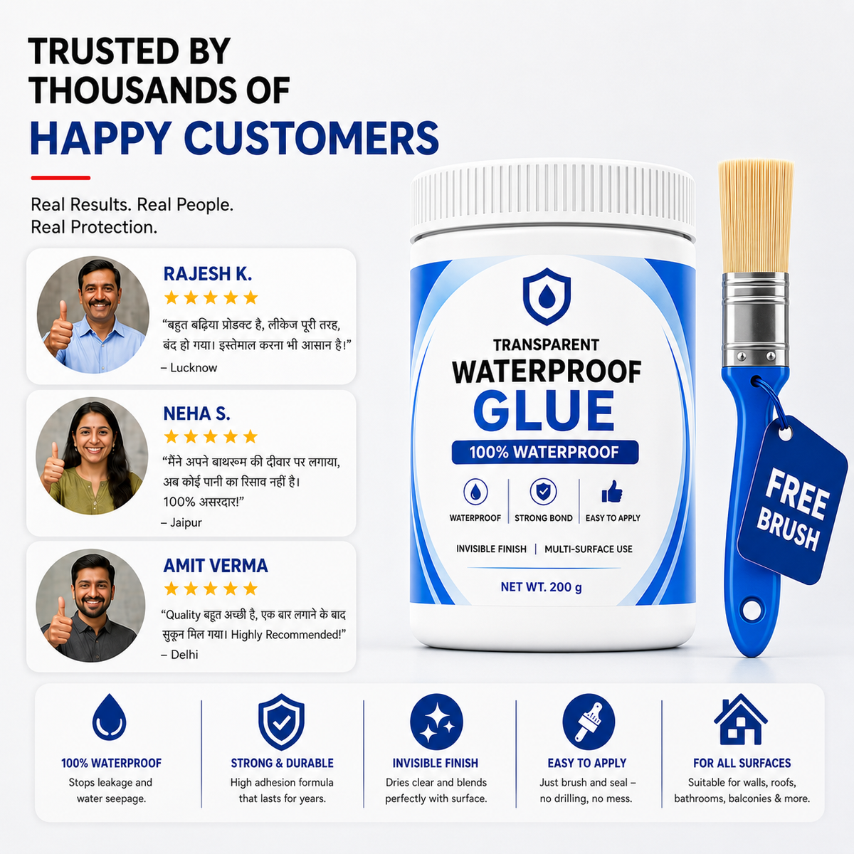 All-Purpose Transparent Waterproof Glue with Brush