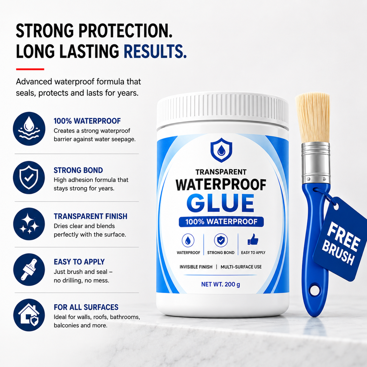 All-Purpose Transparent Waterproof Glue with Brush